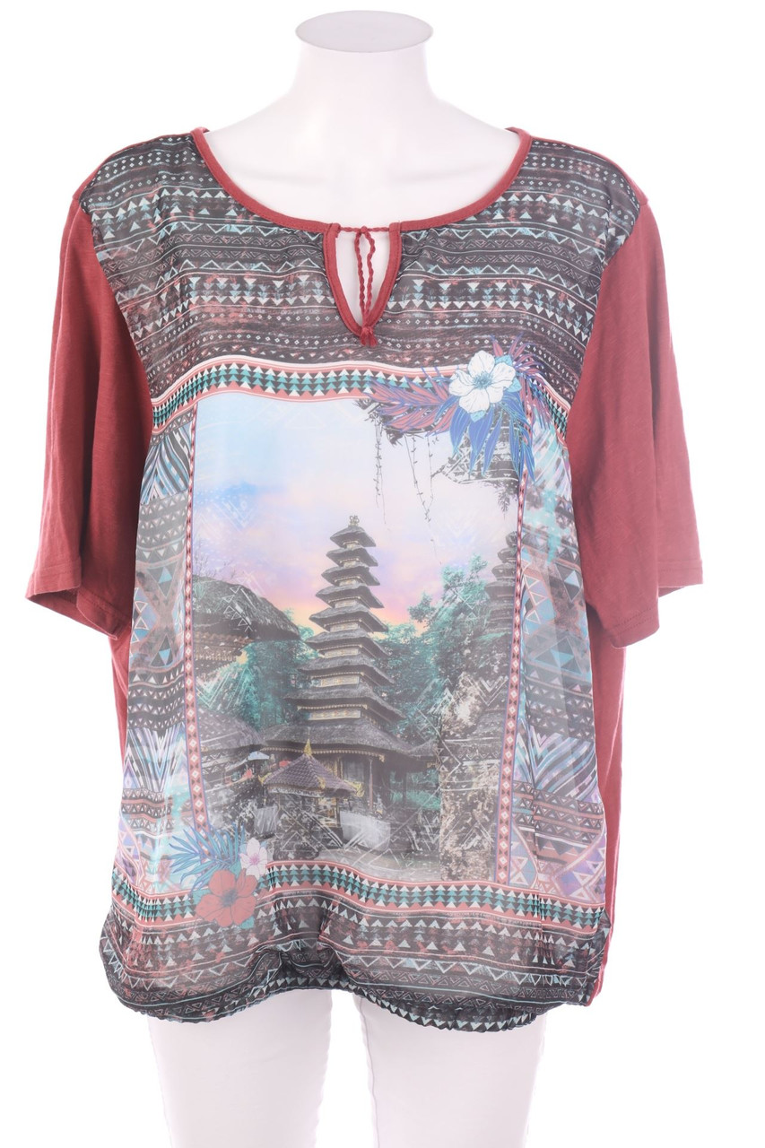 Ohne Label - Kurzarm-Shirt mit Muster - D 46