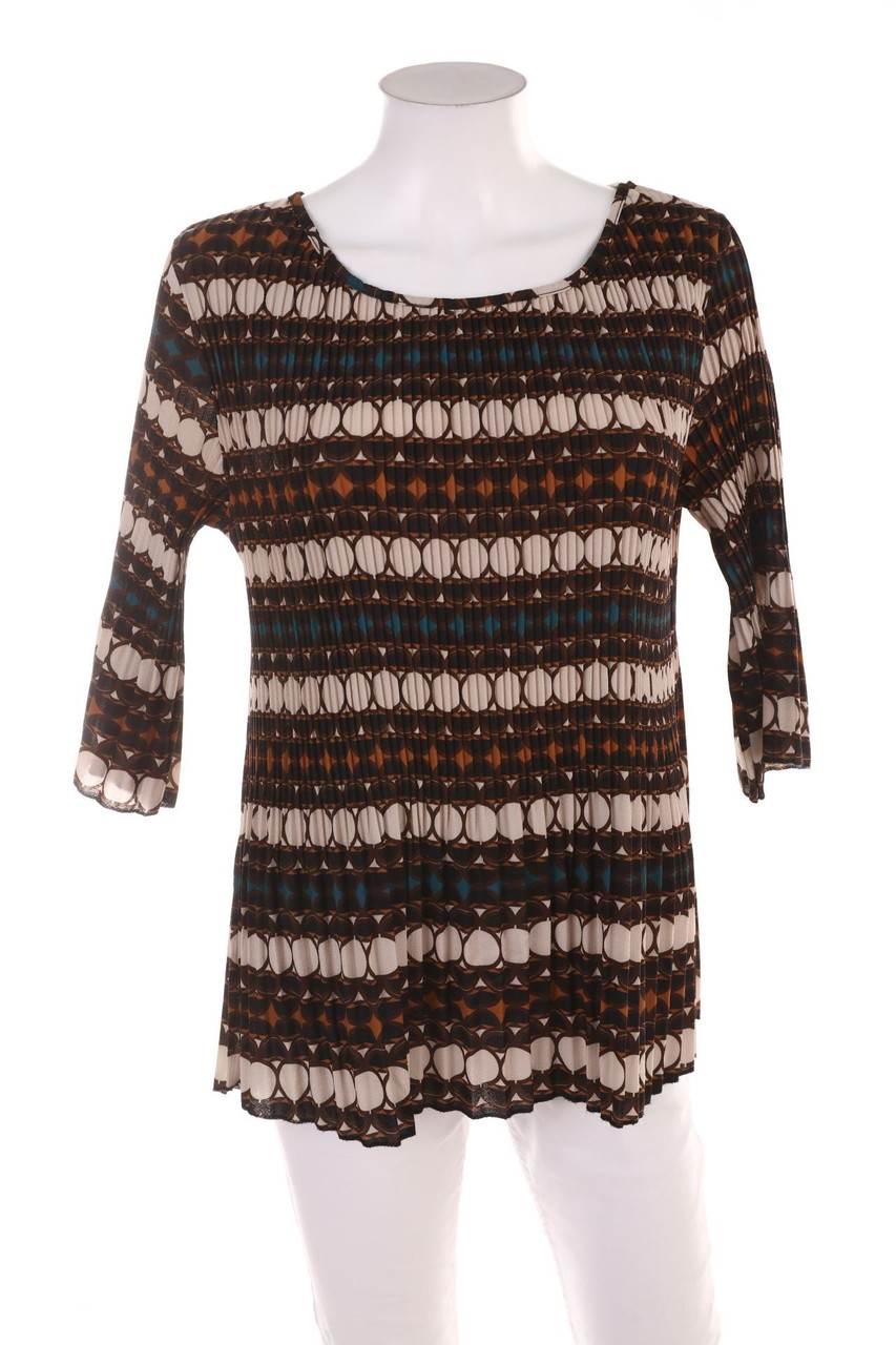 Ohne Label - Plissee-Bluse mit 3/4-Ärmel - D 38