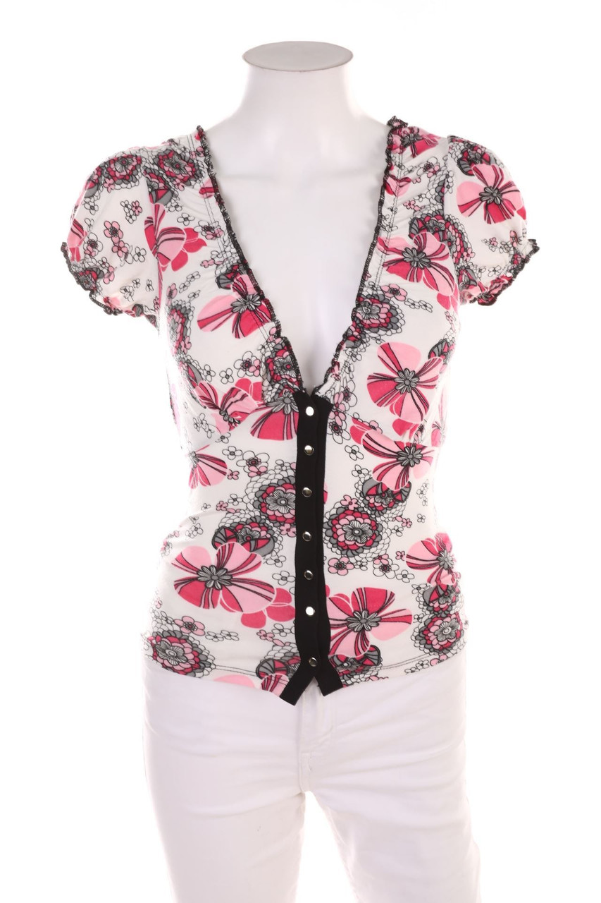 SECONDHAND - Kurzarm-Shirt mit Blumen-Print - D 36