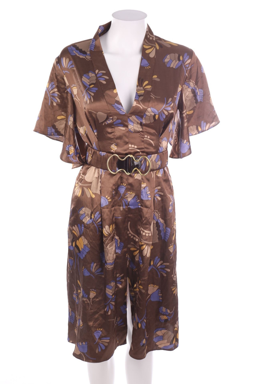 Ohne Label - Satin-Kleid mit Gürtel - D 38