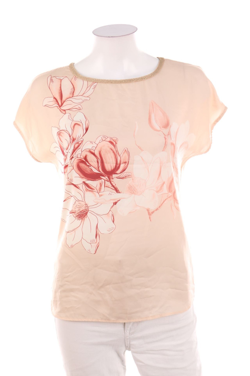Ohne Label - Kurzarm-Bluse mit Blumen-Print - L