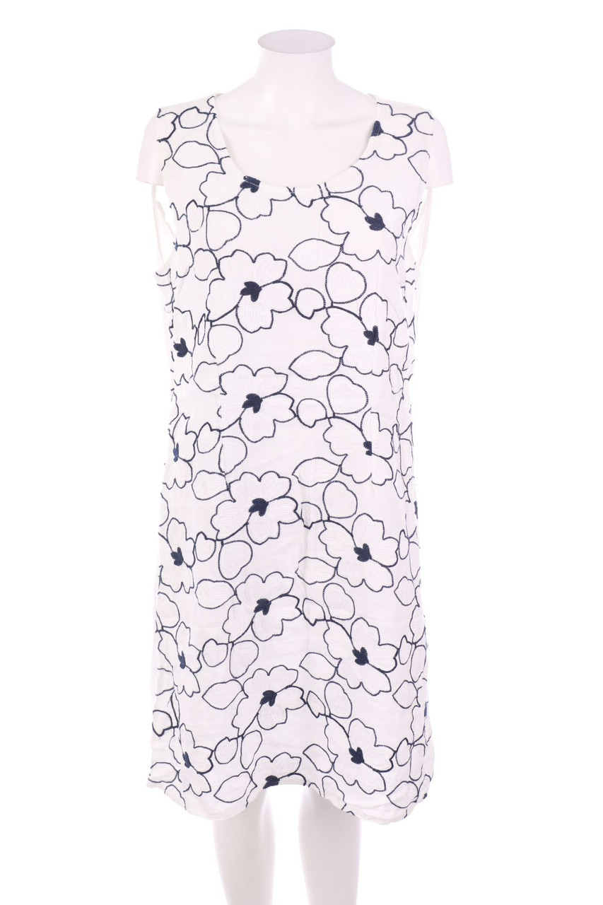 Ohne Label - Leinenkleid mit Blumen-Print - XXL