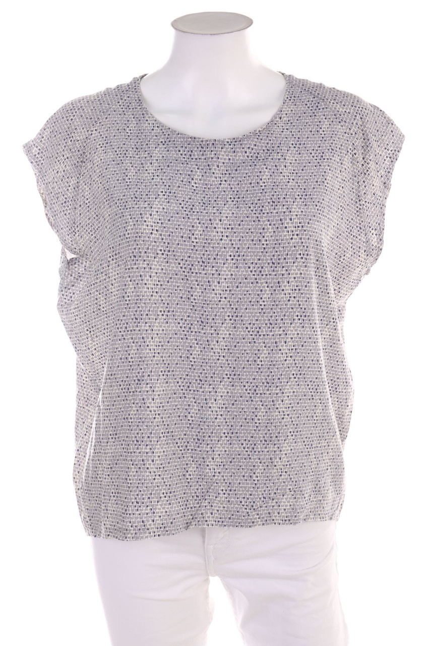 Ohne Label - Kurzarm-Bluse mit Muster - D 44