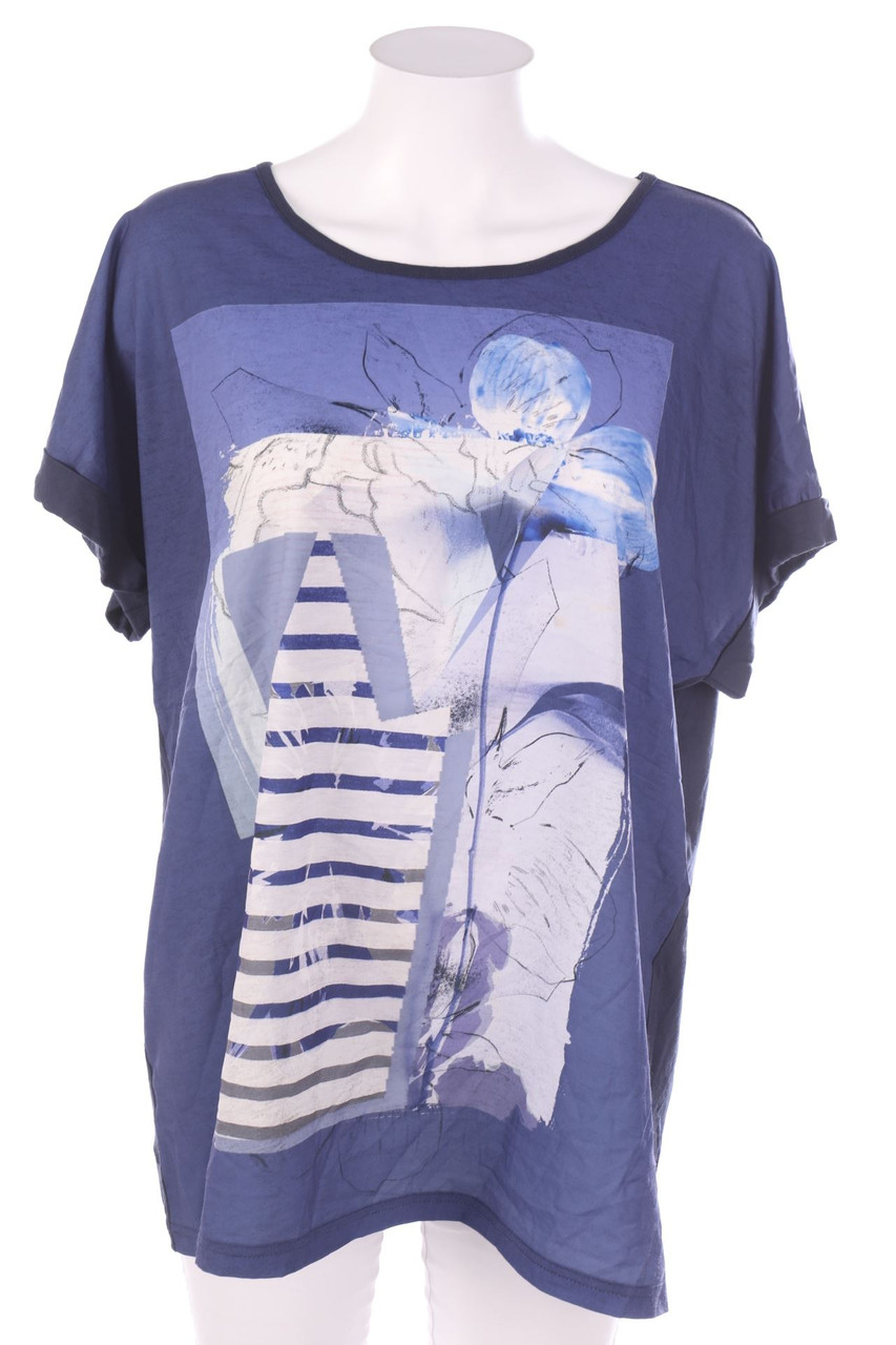 LAURA KENT - Kurzarm-Bluse mit Print - D 48