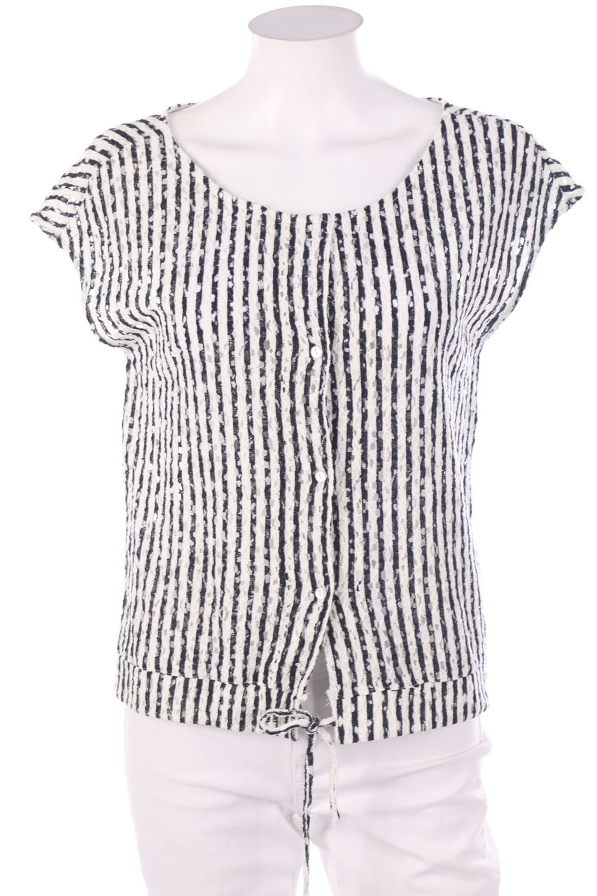 VERO MODA - Streifen-Hemd-Bluse mit kurzem Ärmel - XS
