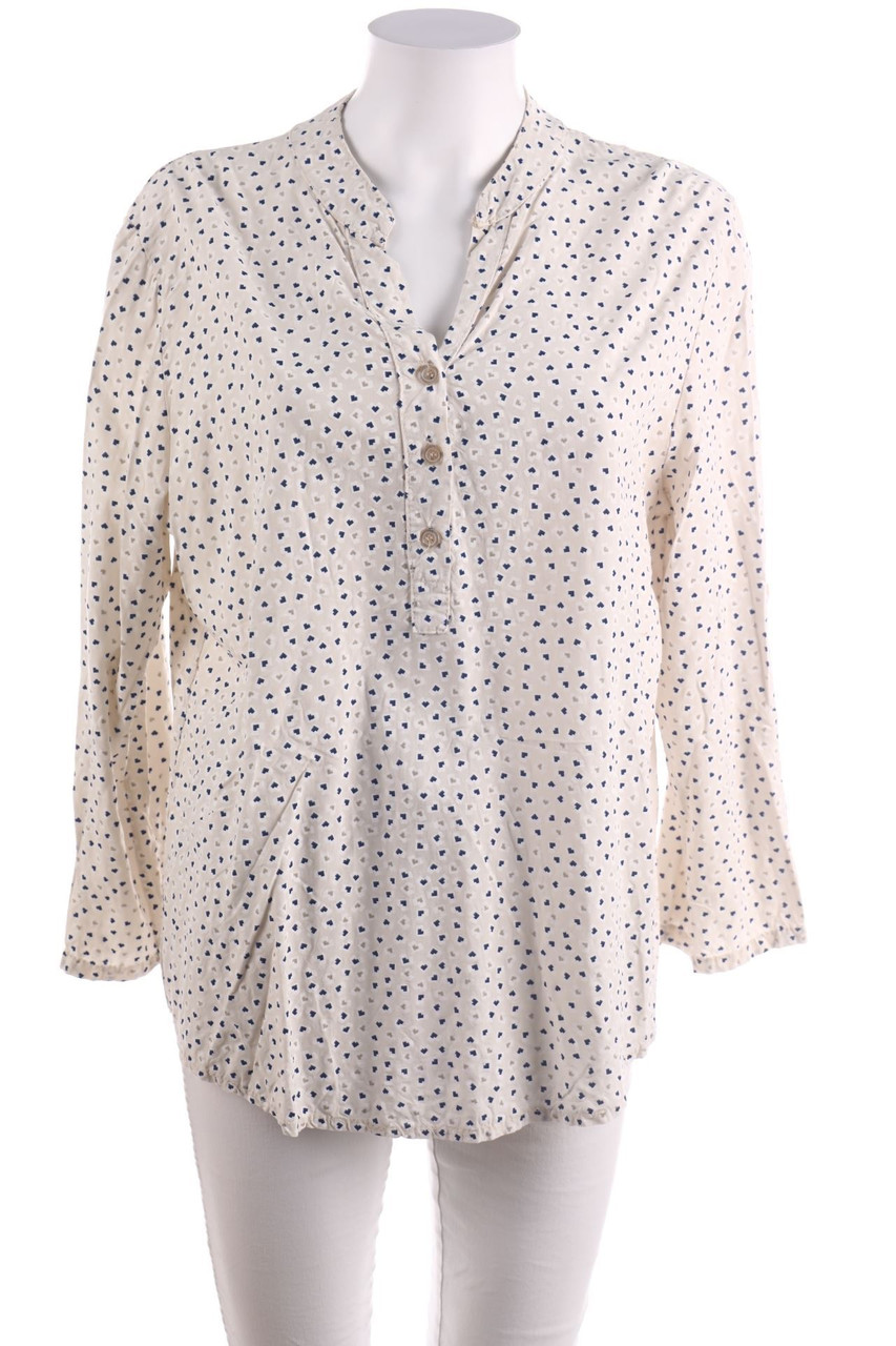 Ohne Label - Muster-Bluse mit Roll-up-Manschette - D 40