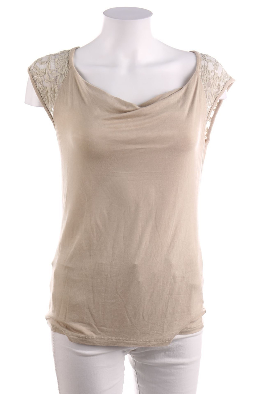 Ohne Label - Kurzarm-Shirt mit Spitze - M