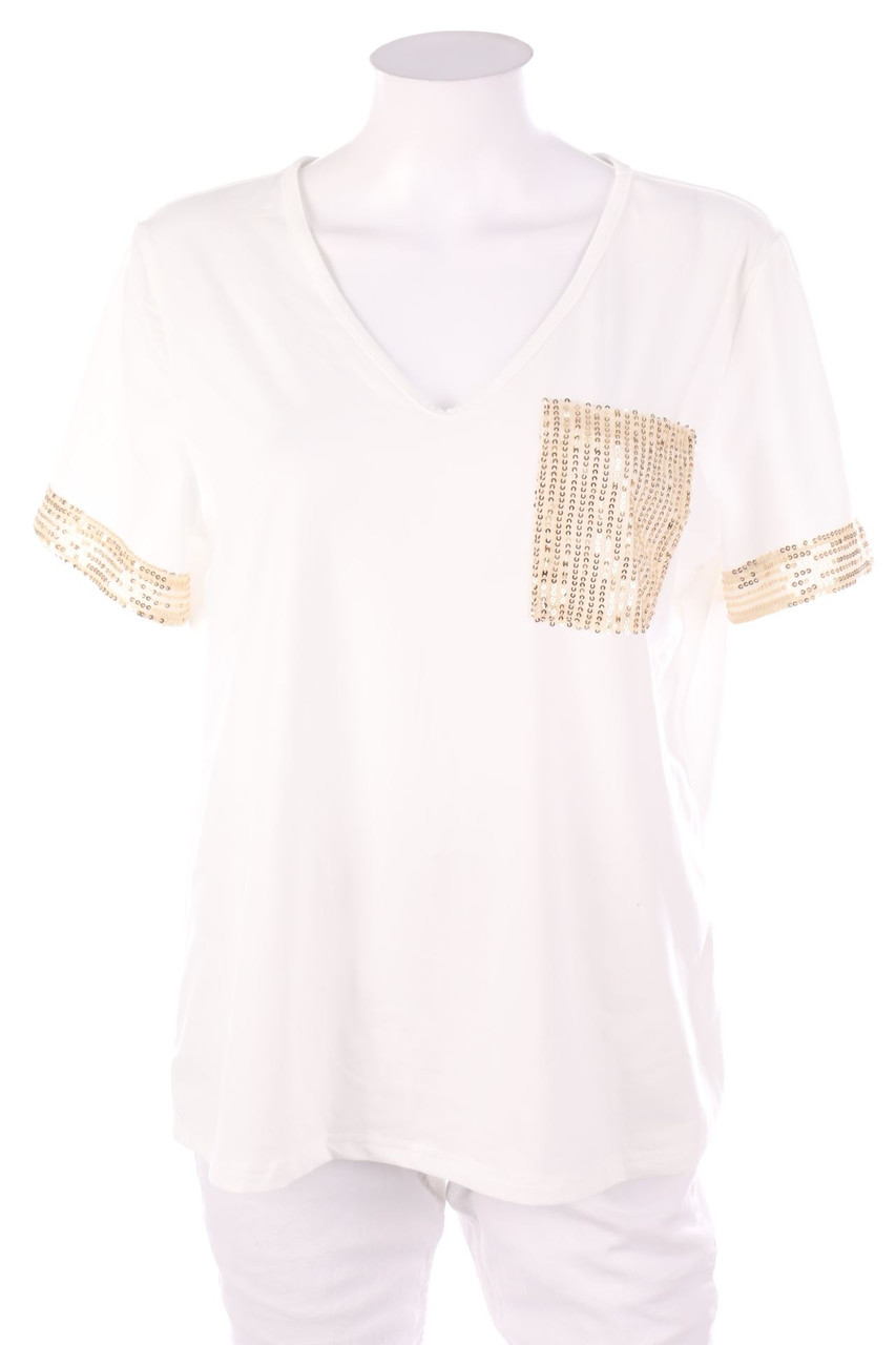 SHEIN - Kurzarm-Shirt mit Pailletten - L