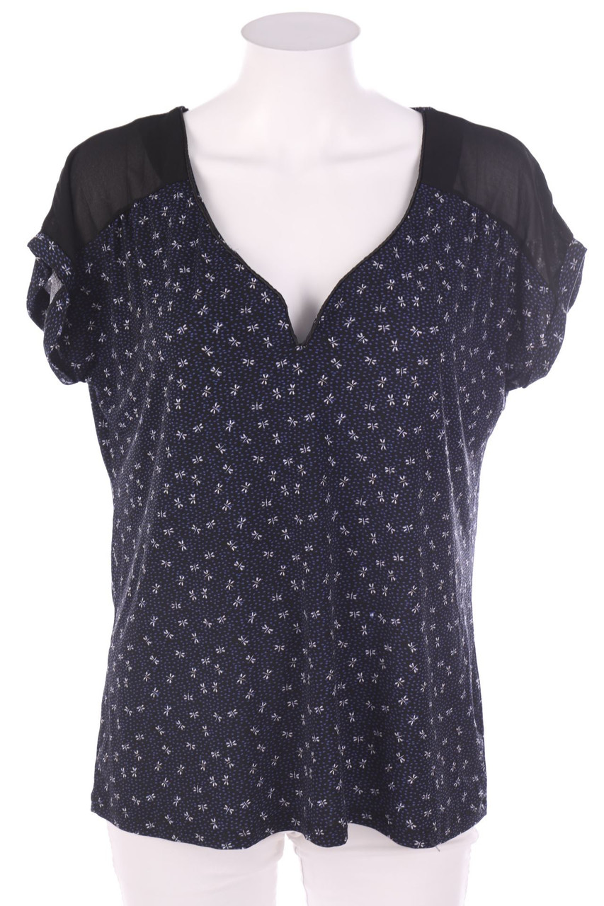 cache cache - Muster-Kurzarm-Shirt mit Mesh-Einsatz - D 40-42