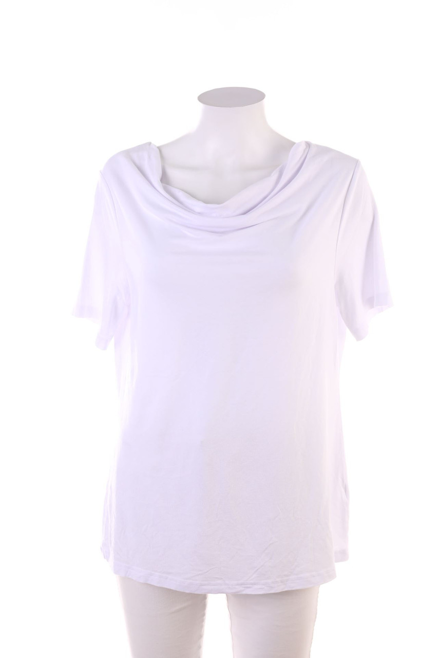 SECONDHAND - Kurzarm-Shirt mit Wasserfall-Ausschnitt - L