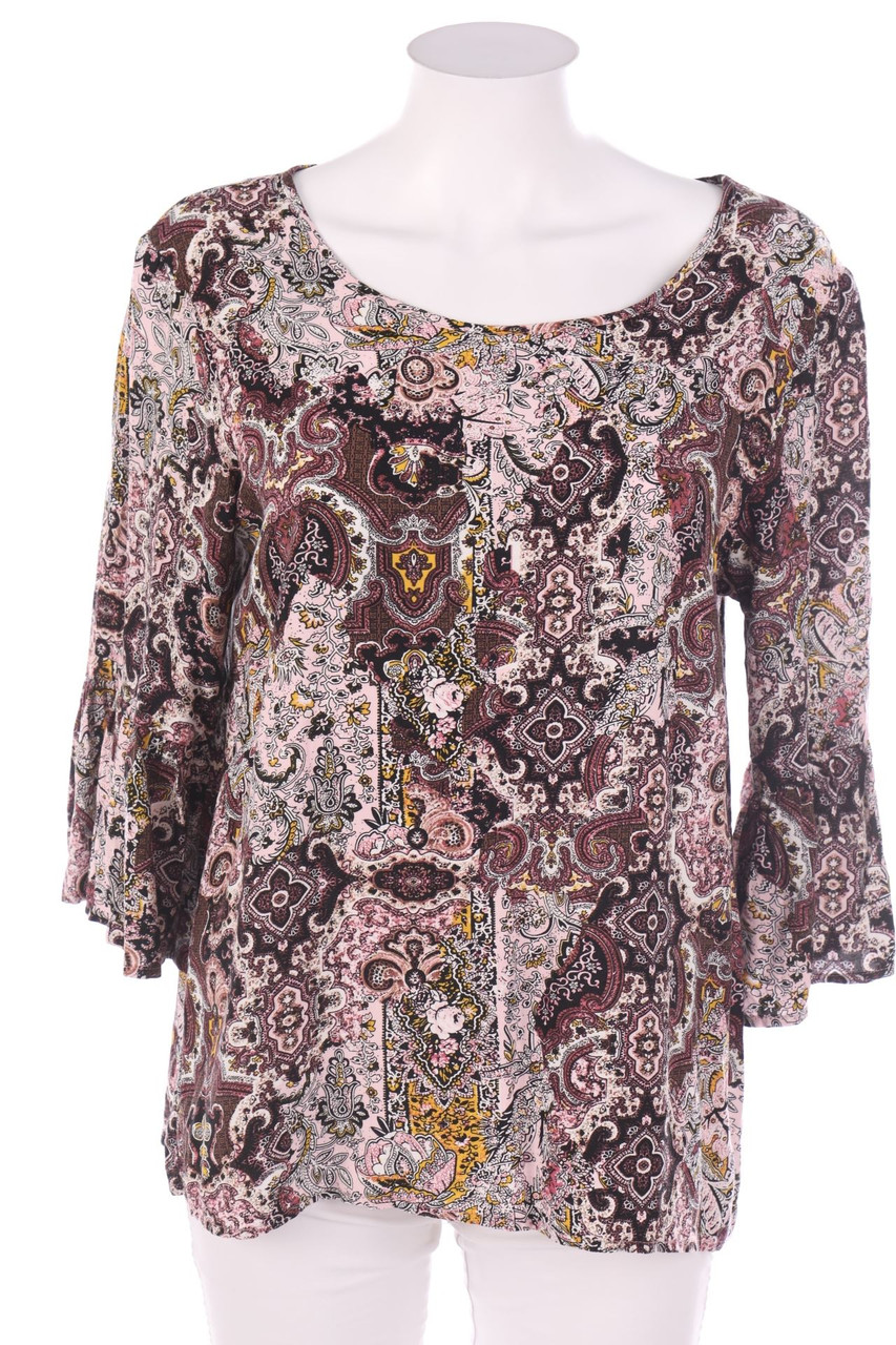 Ohne Label - Muster-Bluse mit 3/4-Ärmel - D 40