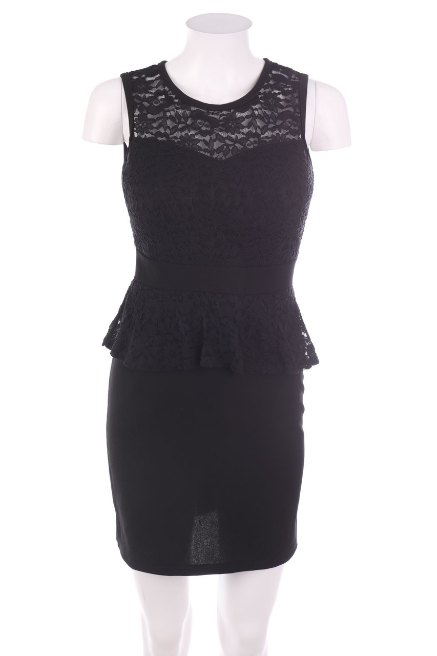 Ohne Label - Spitzen-Cocktailkleid mit Schößchen - D 36