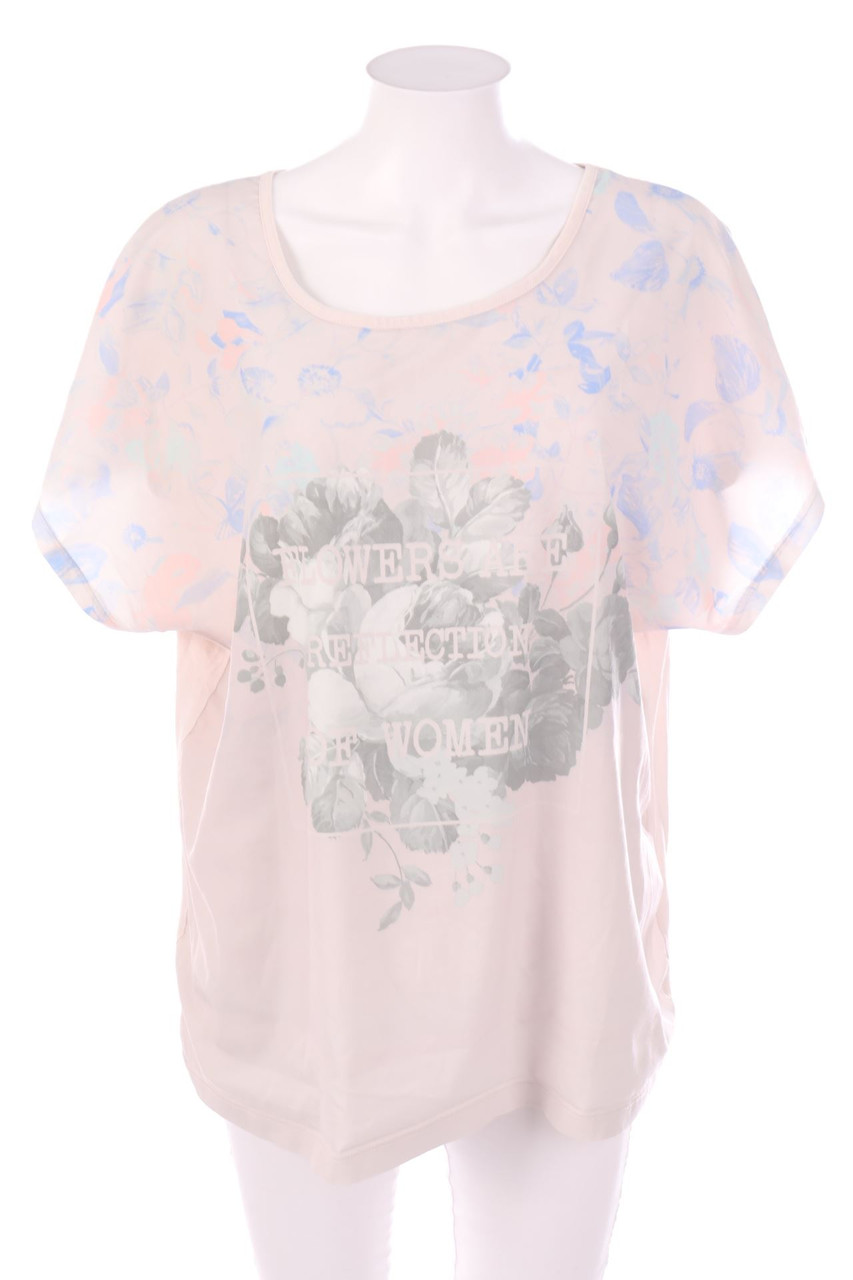 Ohne Label - Kurzarm-Shirt mit Blumen-Print - D 44