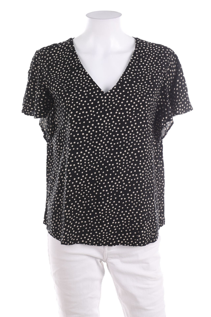 Ohne Label - Kurzarm-Bluse mit Punkten - M