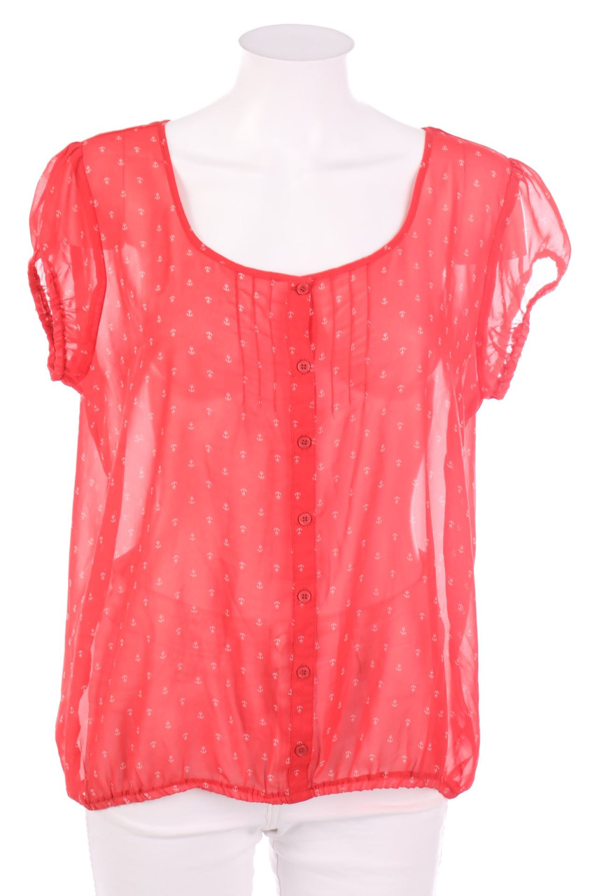 Ohne Label - Kurzarm-Bluse mit Muster - D 44