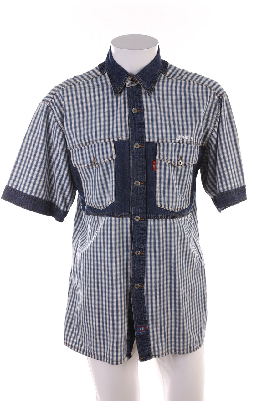 SECONDHAND - Kurzarm-Hemd mit Karo-Muster - L