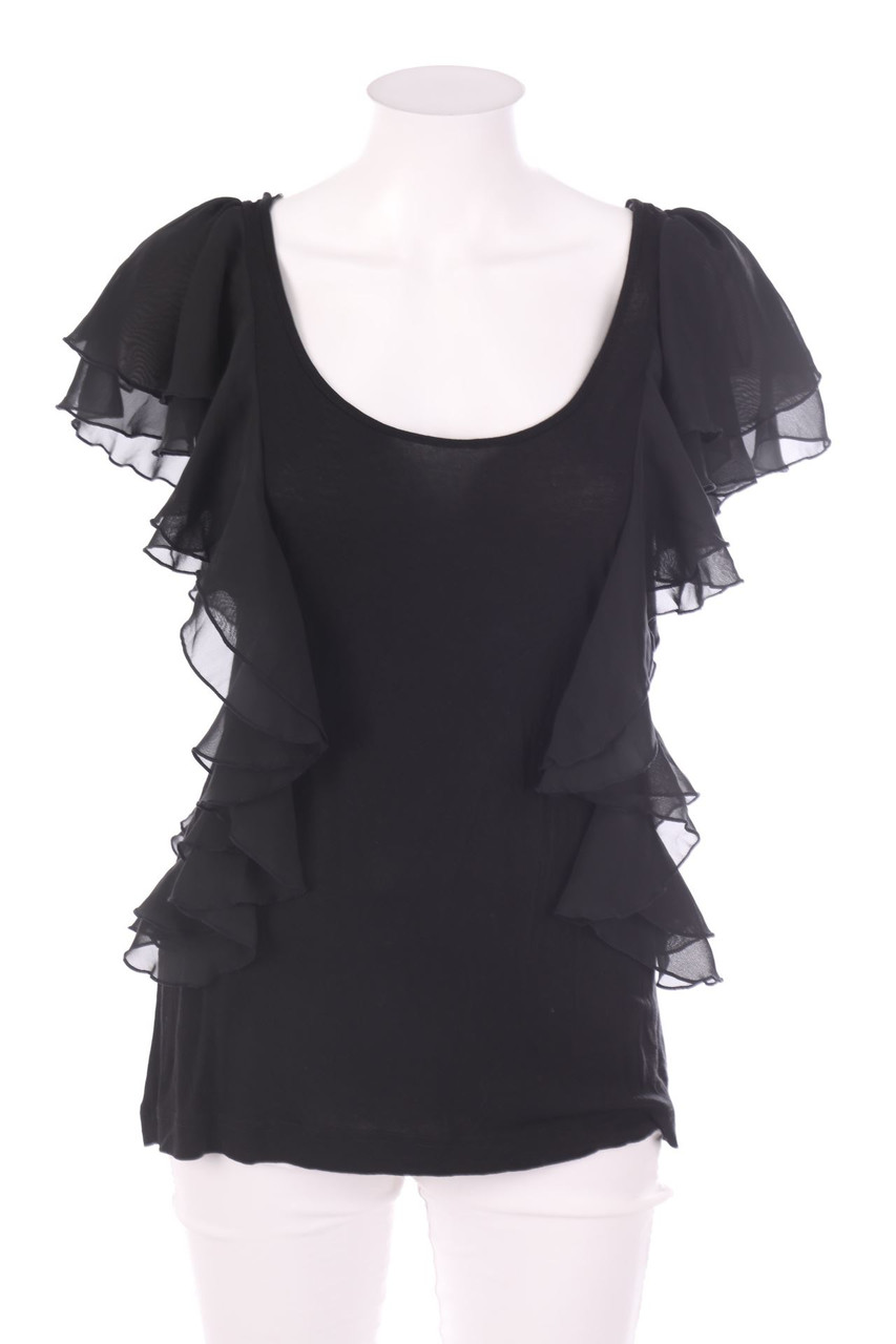 Ohne Label - Kurzarm-Shirt mit Volants - M