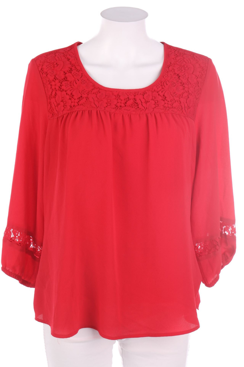 Ohne Label - Bluse mit Spitzen-Einsatz - XL