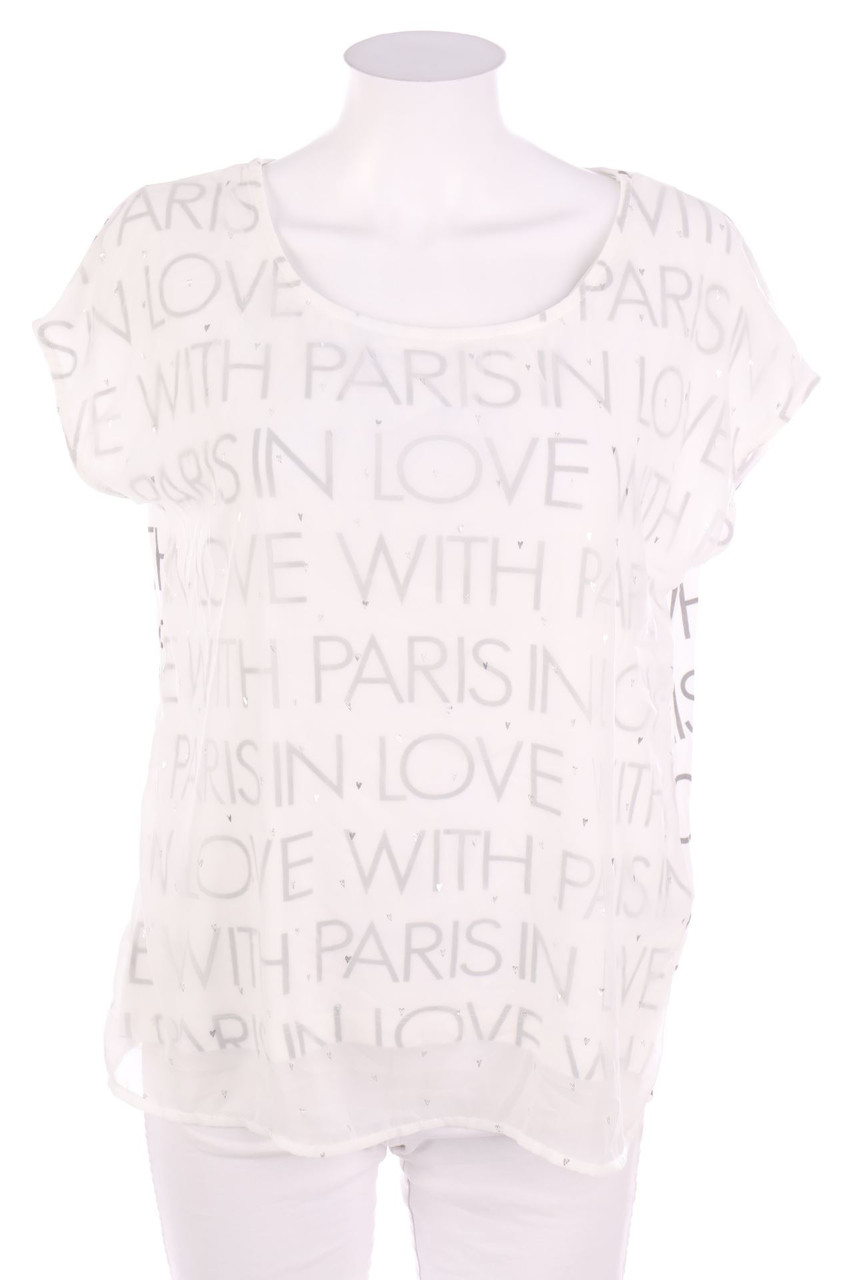 Street One - Kurzarm-Bluse mit Statement-Print - D 44