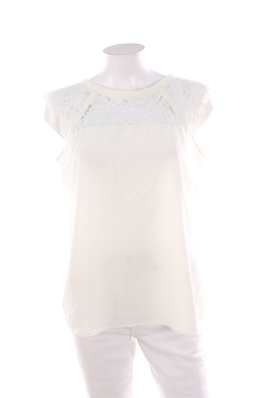 comma - Kurzarm-Bluse mit Spitze - L