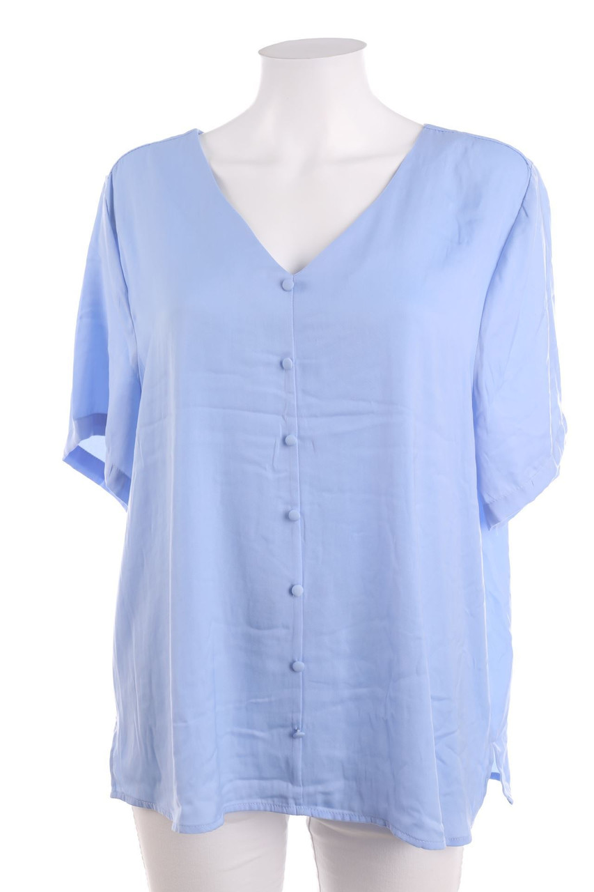 Ohne Label - Kurzarm-Bluse mit Knöpfen - D 46-48