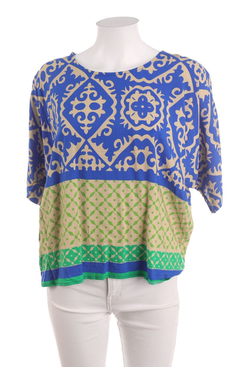 Lindsay Moda - Kurzarm-Bluse mit Muster - D 48