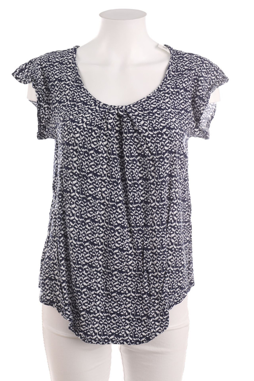 Ohne Label - Kurzarm-Bluse mit Muster - D 40