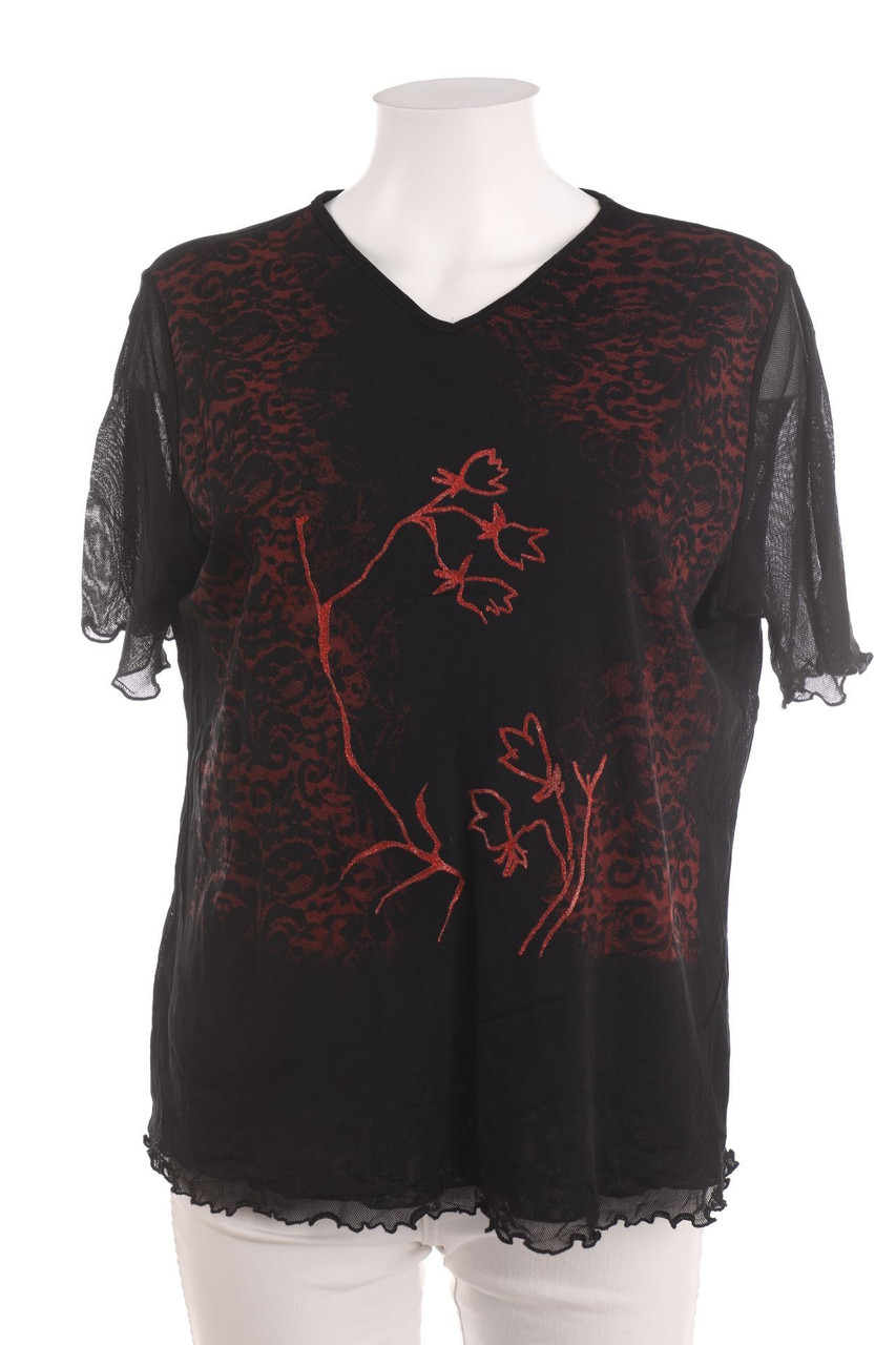 GERRY WEBER - Kurzarm-Shirt mit floralem Muster - D 44-46