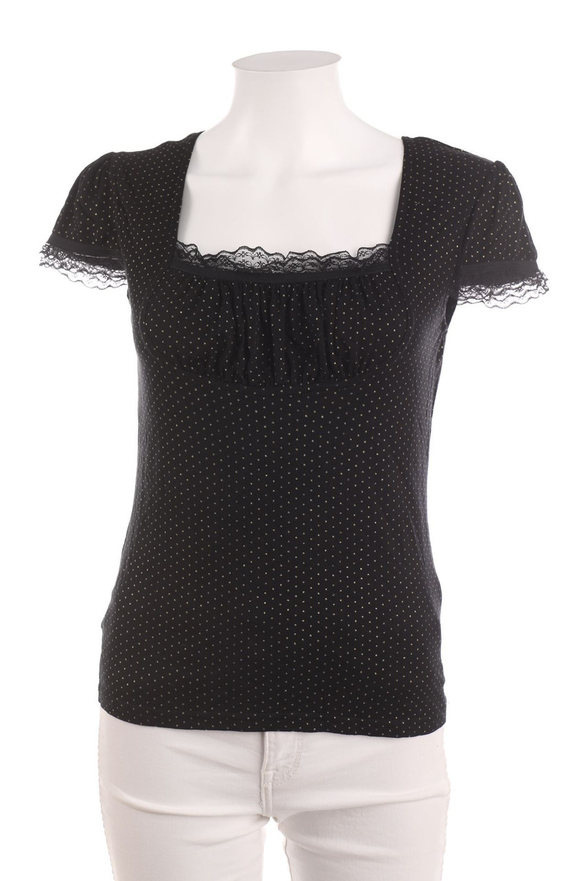 orsay - Polka Dot-Kurzarm-Shirt mit Spitze - D 36