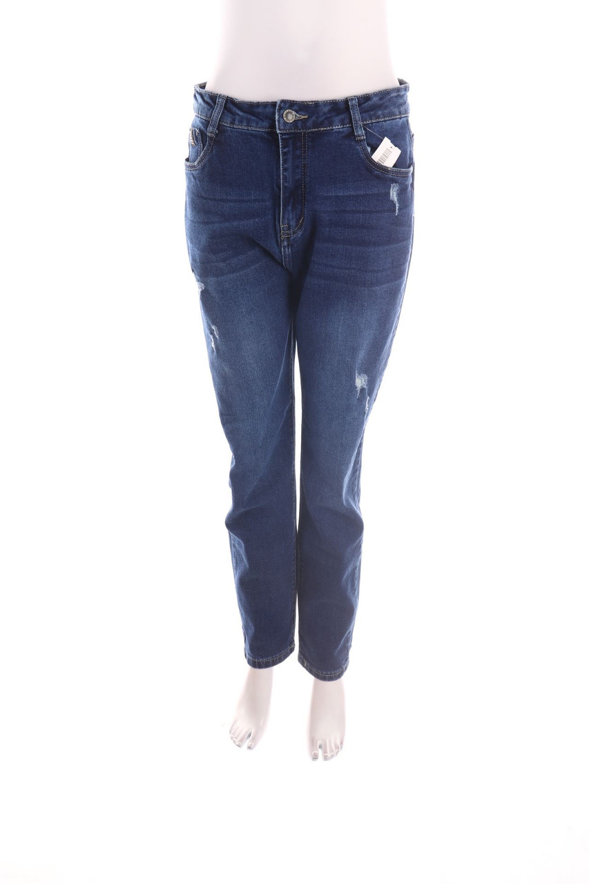 SECONDHAND - Distressed Straight Cut Jeans - XL