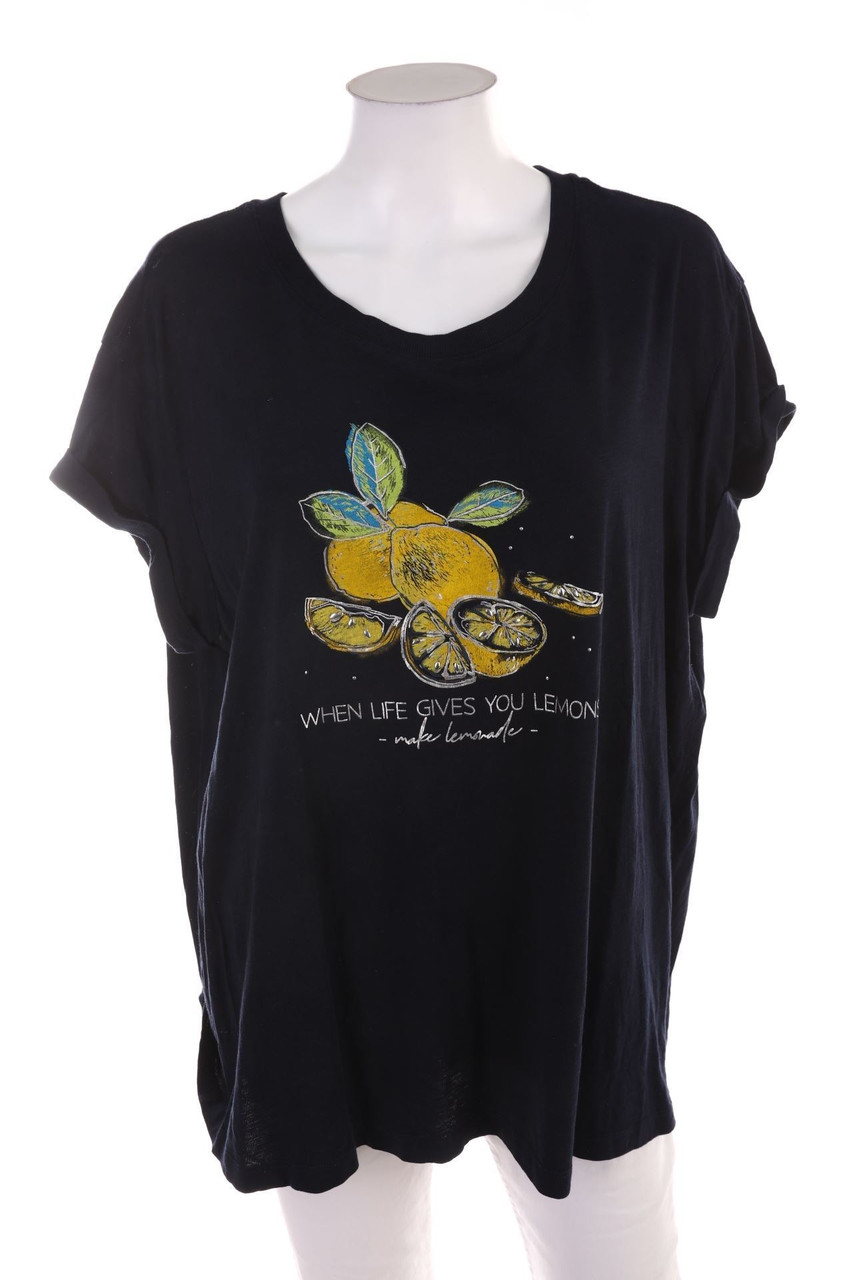 Ohne Label - Kurzarm-Shirt mit Statement-Print - D 50