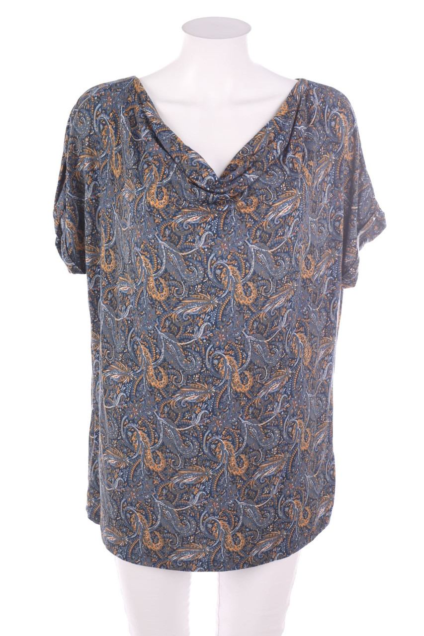 esmara - Muster-Kurzarm-Shirt mit Wasserfall-Ausschnitt - D 44-46