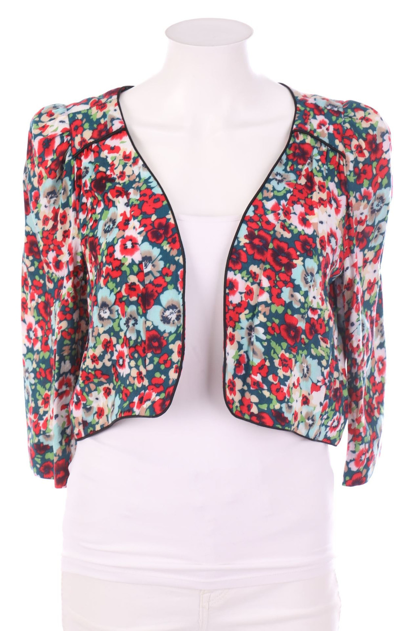 Ohne Label - Cropped-Blazer-Jacke mit Blumen-Print - D 42