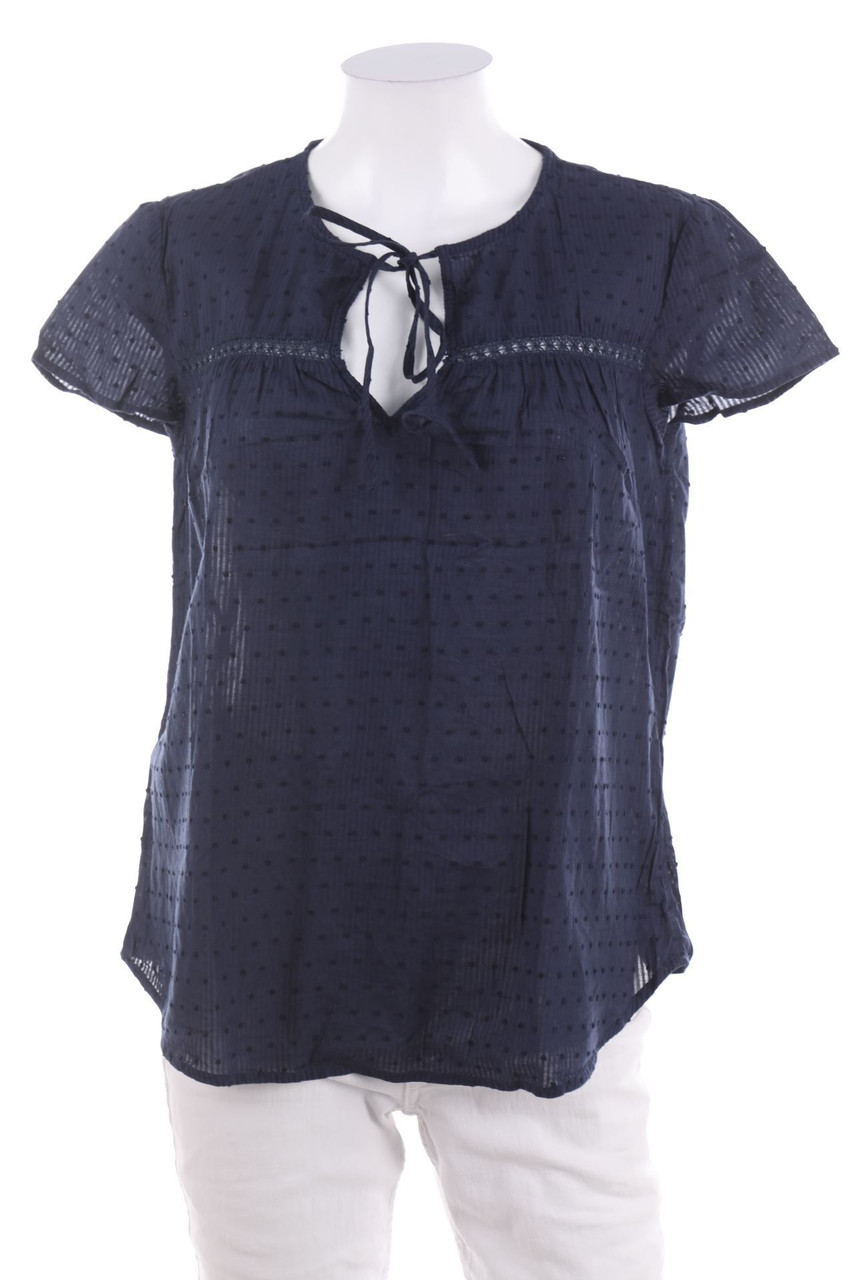 Ohne Label - Kurzarm-Bluse mit Spitze - D 42