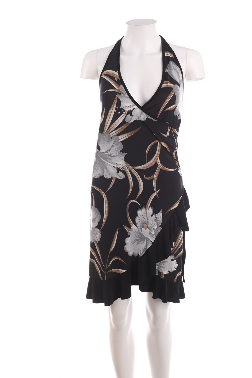 Ohne Label - Neckholder-Kleid mit Blumen-Print - D 32