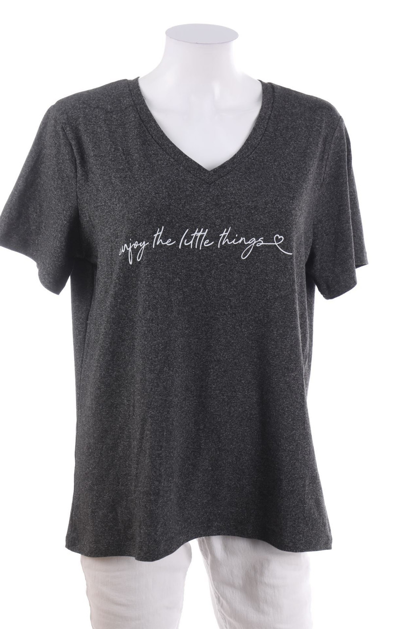 Ohne Label - Kurzarm-Shirt mit Statement-Print - L