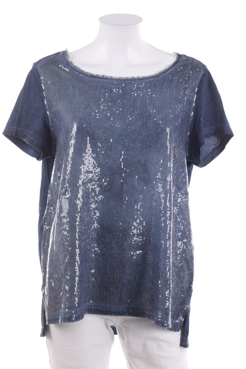 TAIFUN - Kurzarm-Bluse mit Pailletten - D 42