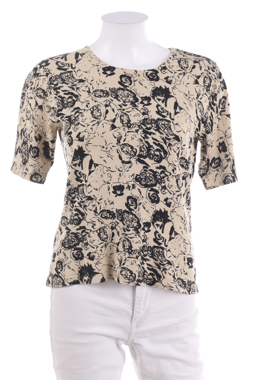 Ohne Label - Strick-Pullover mit Blumen-Print - D 40