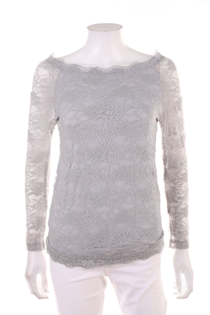 Ohne Label - Longsleeve-Shirt aus Spitze - S