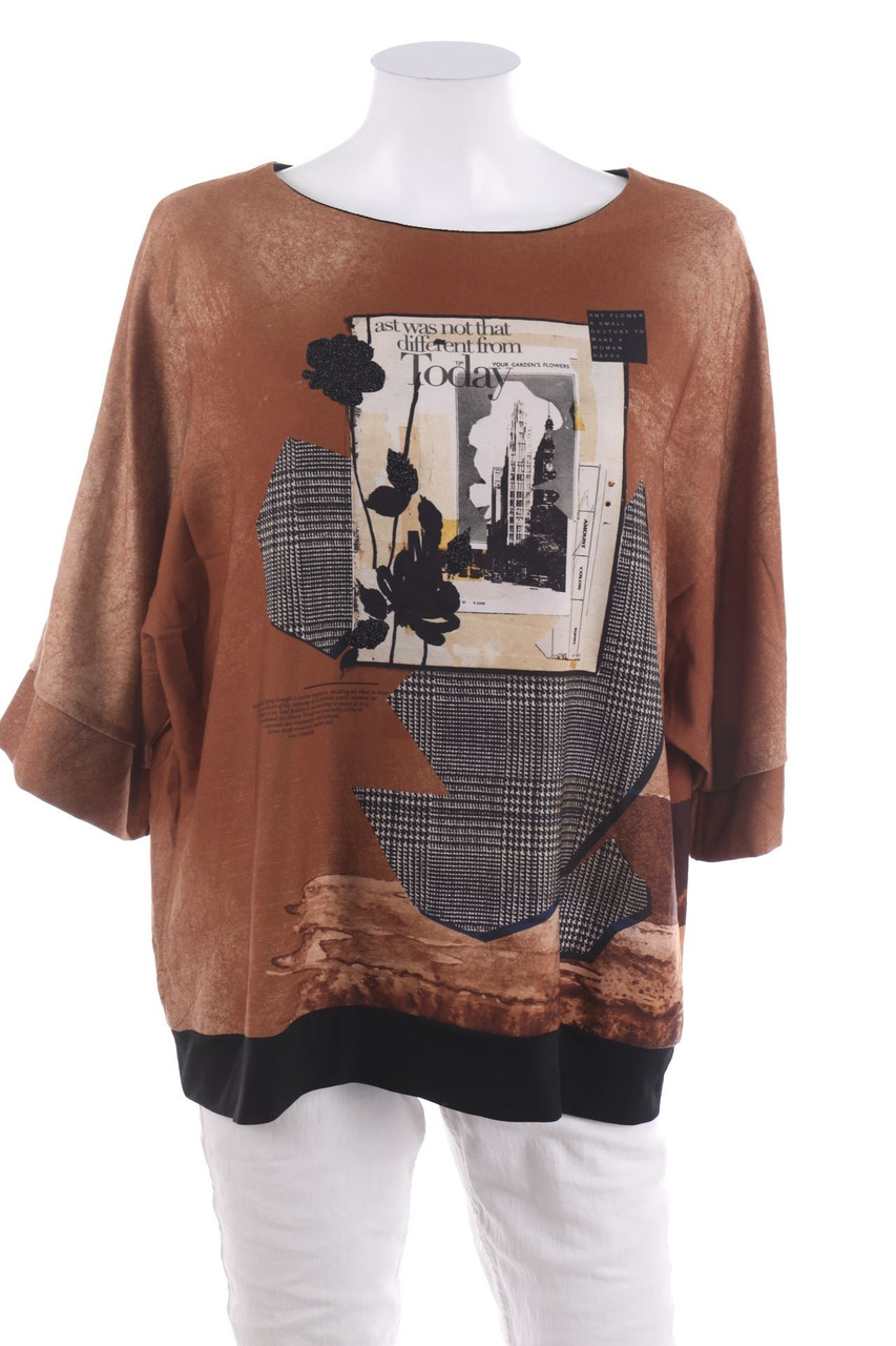 Ohne Label - Kurzarm-Shirt mit Print - D 48