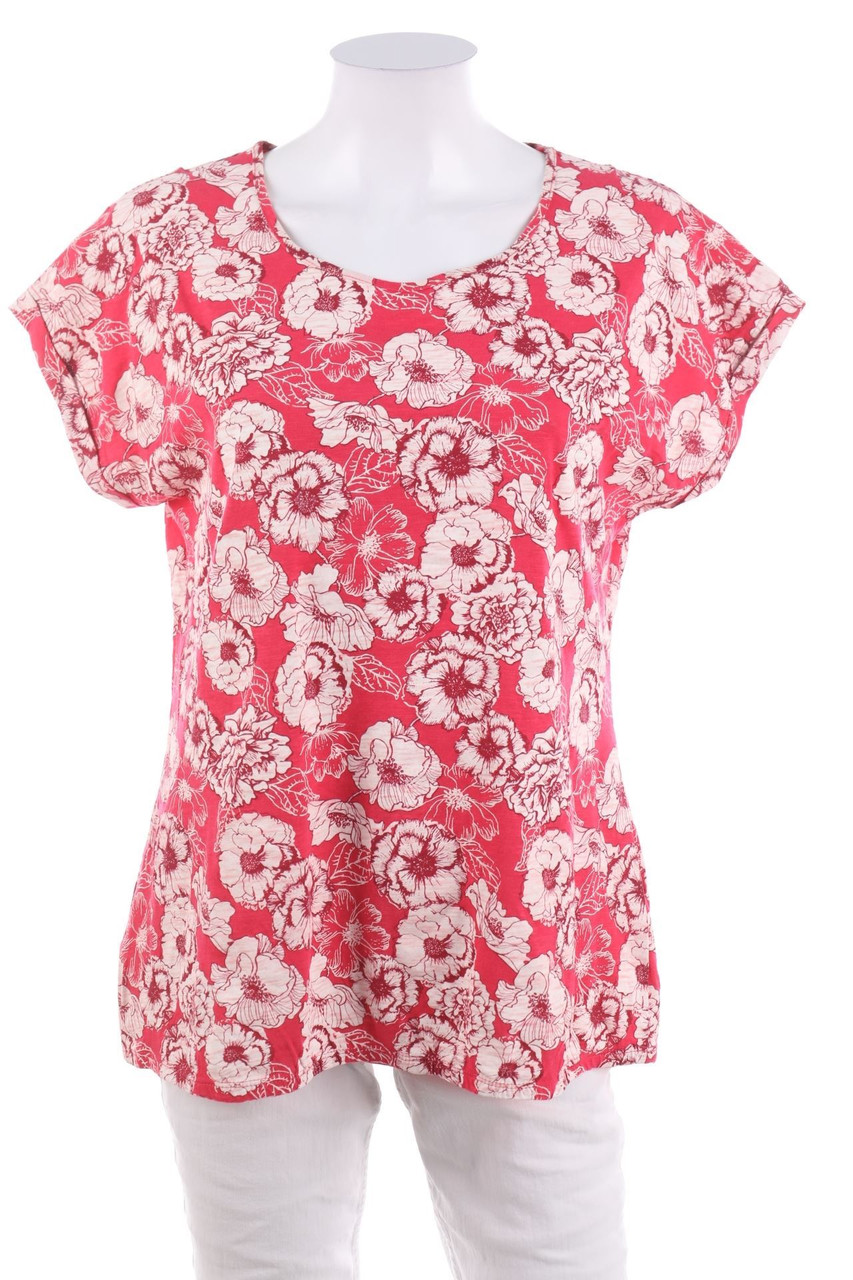 Ohne Label - Kurzarm-Shirt mit Blumen-Print - D 38