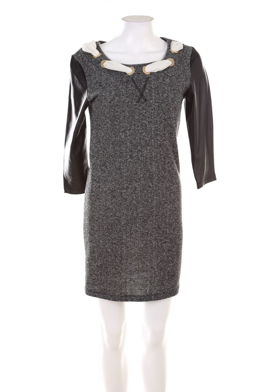 Ohne Label - Minikleid mit Kunstleder-Details - S