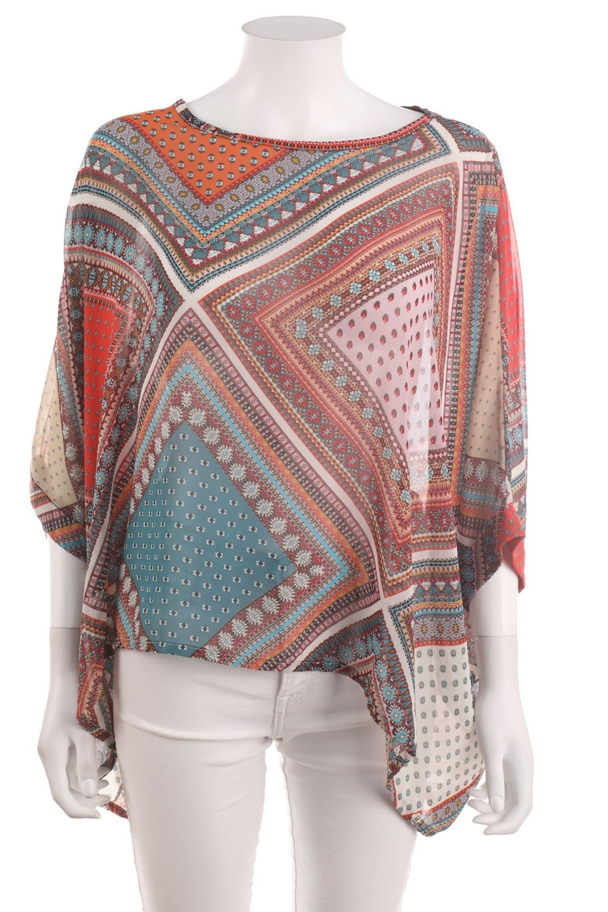 Ohne Label - Tunika-Bluse mit Muster - ONE SIZE