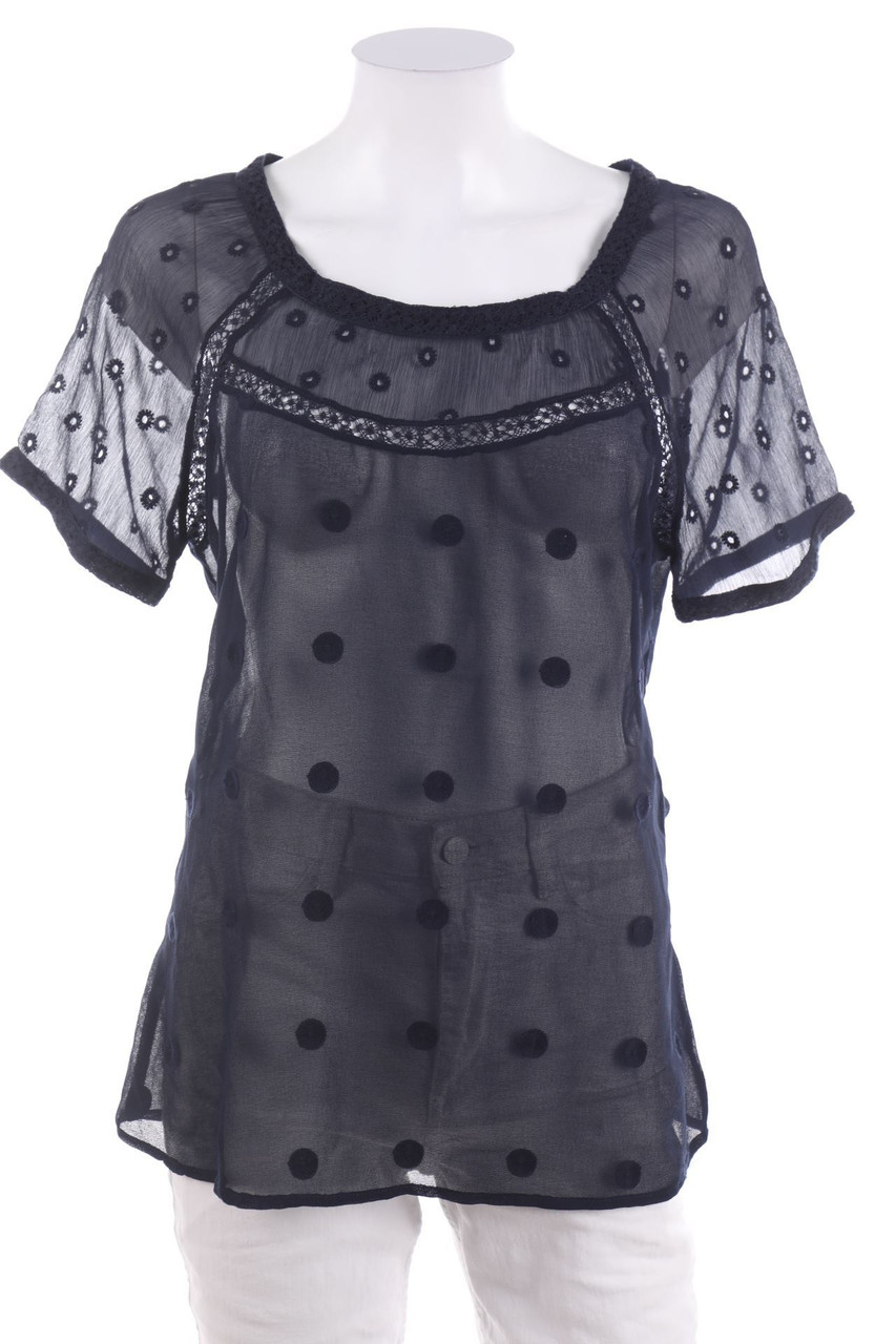 per una - Kurzarm-Bluse mit Stickereien - D 34