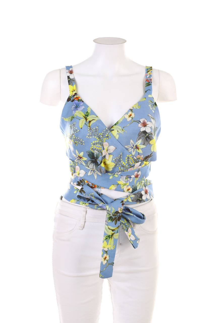 Stradivarius - Crop-Top mit Blumen-Print - S