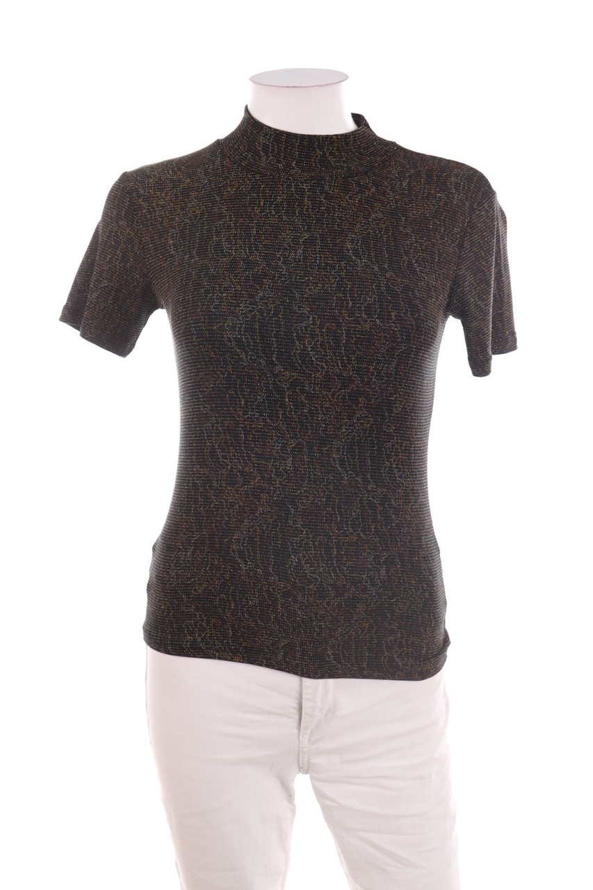 Ohne Label - Stretch-Kurzarm-Shirt mit Muster - D 34