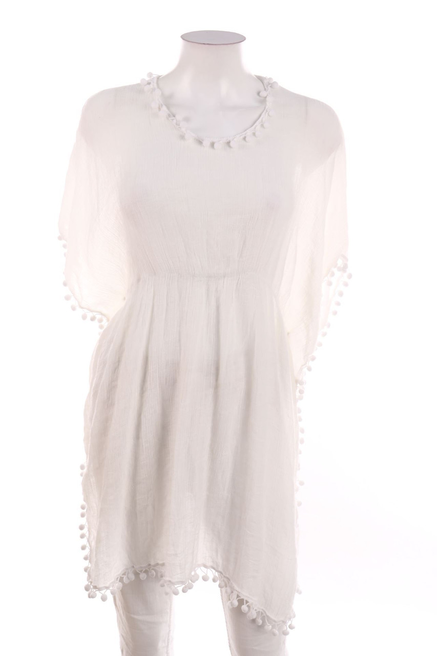 Ohne Label - Tunika-Bluse mit Applikationen - S