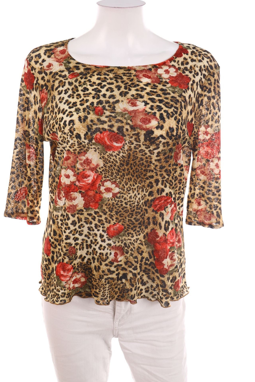 Ohne Label - 3/4-Arm-Shirt mit Leo-Print - D 40-42