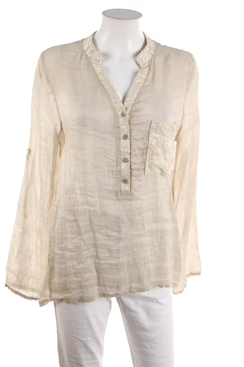 Julia Wang - Bluse mit Spitzen-Einsatz - D 44