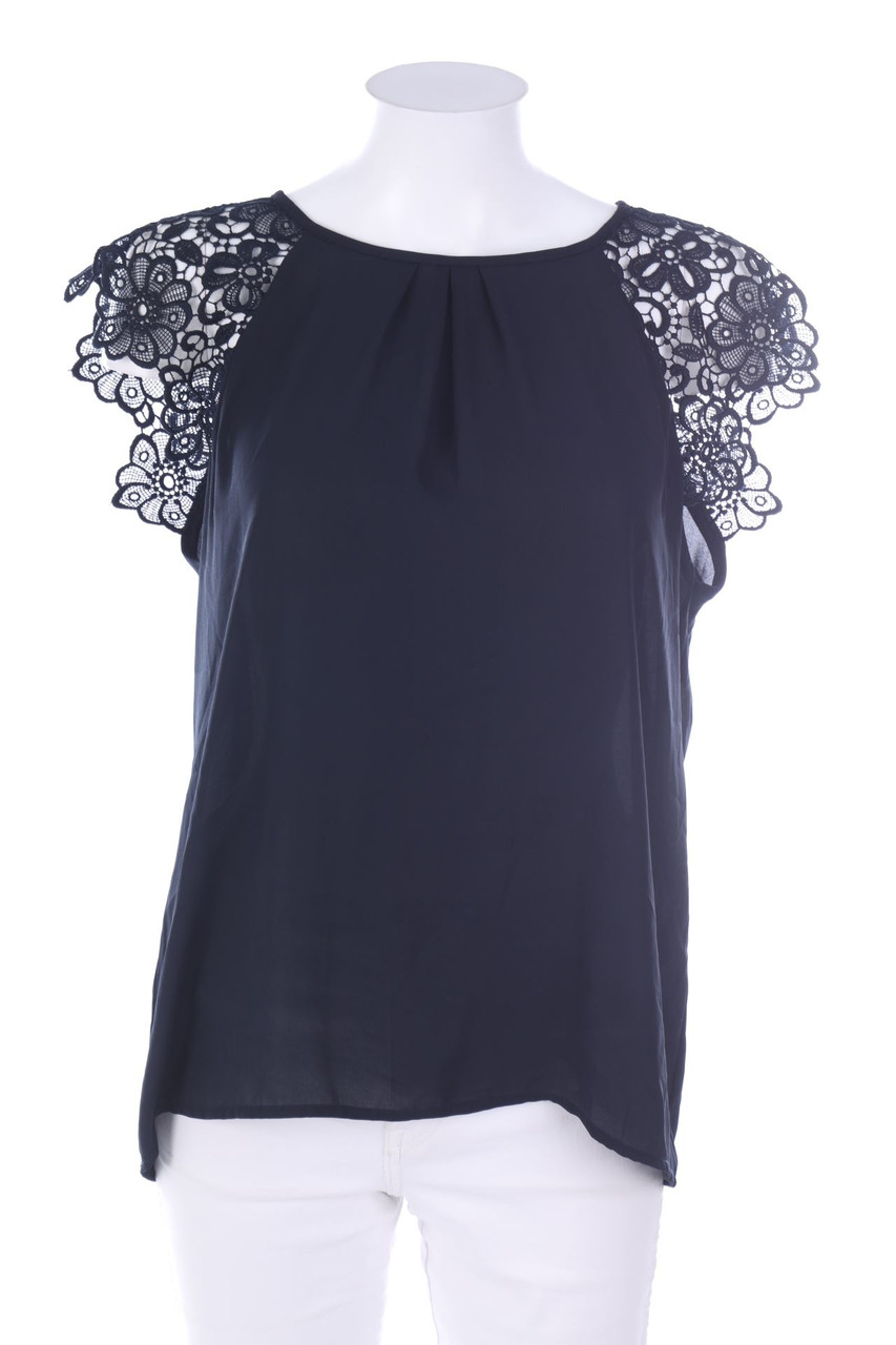 ZARA - Kurzarm-Bluse mit Spitze - L